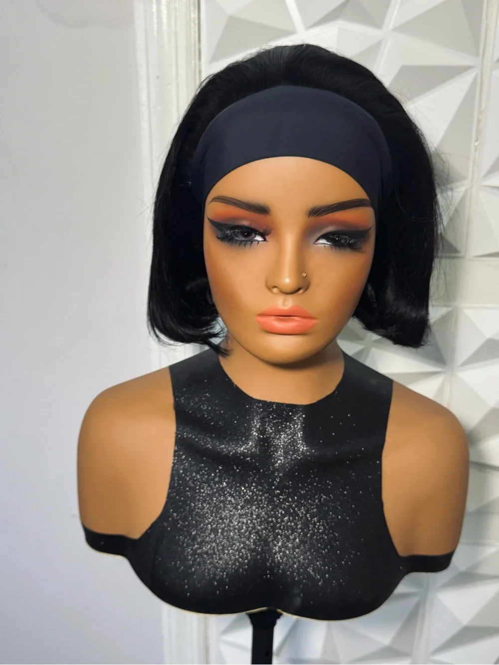 10 Inch Short Bob Headband Wig – 100% Human Hair Glueless Wig for Everyday Wear